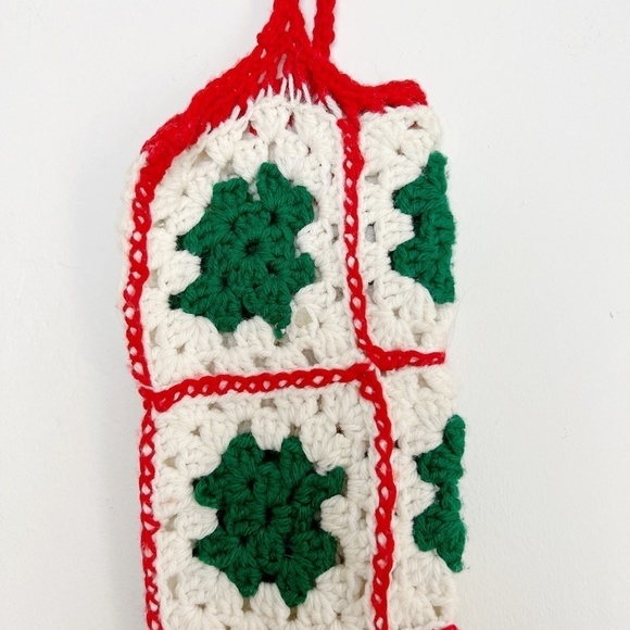 Handmade Vintage Knit Christmas Stocking Home Holiday Decor - Picture 8 of 9